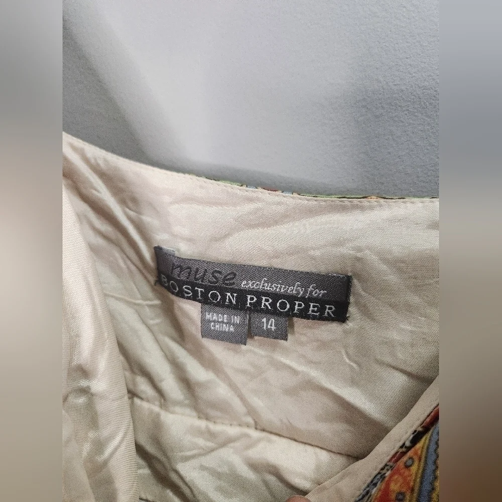 100% Silk Muse for Boston Proper Paisley Dress Sz.14 Vintage - Picture 7 of 8